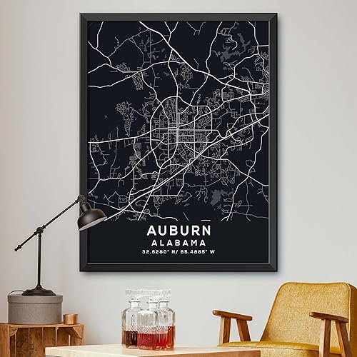 Map of Auburn, Alabama, Evening (18x24)