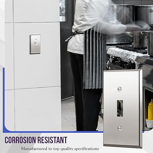 Miniatura 3 de ENERLITES Placa de Pared Metálica para Interruptor de Luz de Palanca, Acero Inoxidable 201, Resistente a la Corrosión, Tamaño Estándar 1-Gang 4.50"