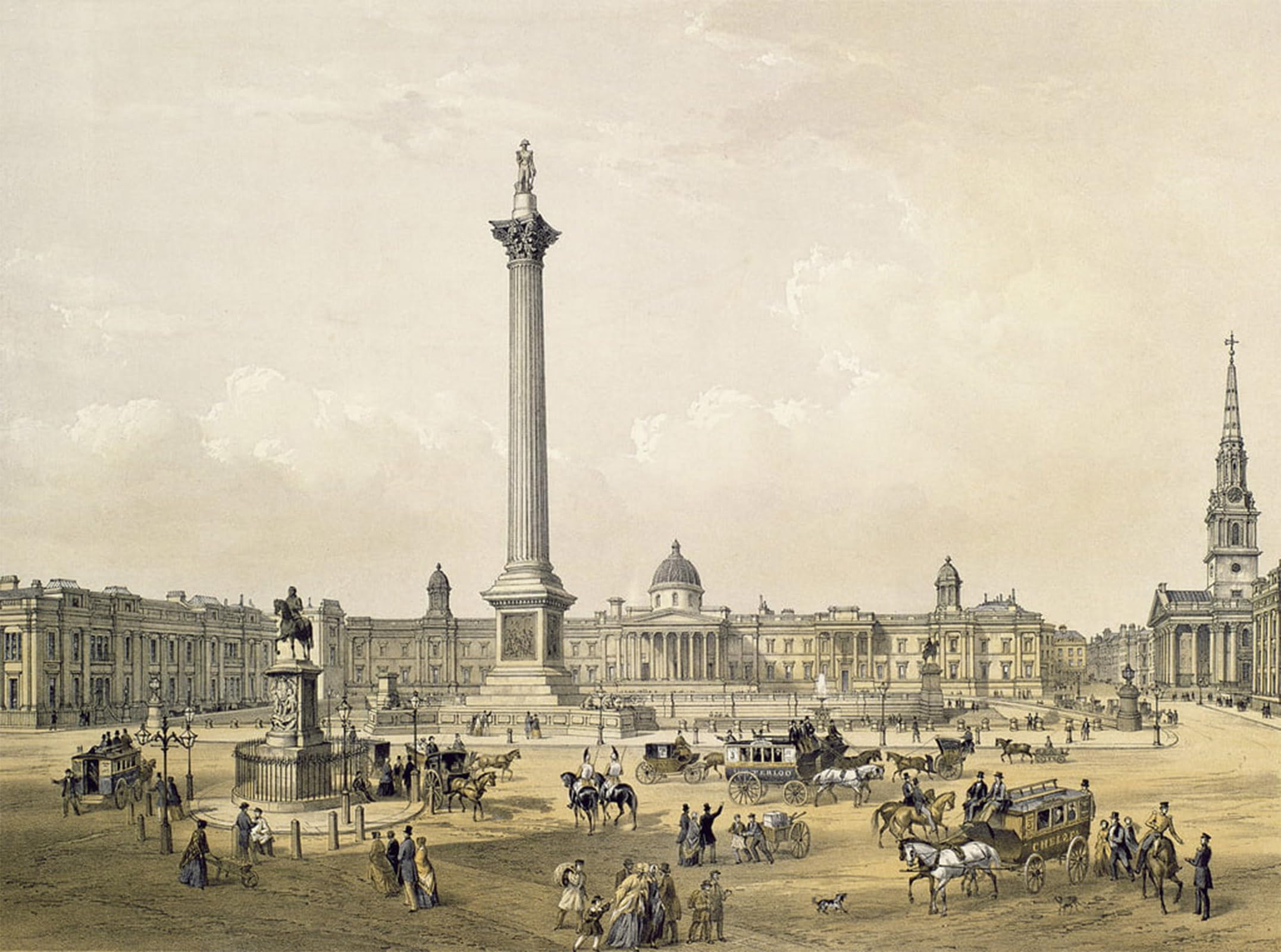 ARTXLXXBN Famous Prints Artwork Pictures Poster Painting Art Trafalgar Square by Edmund Walker Artwork Landscape Pictures for Home Decor 60x90cm