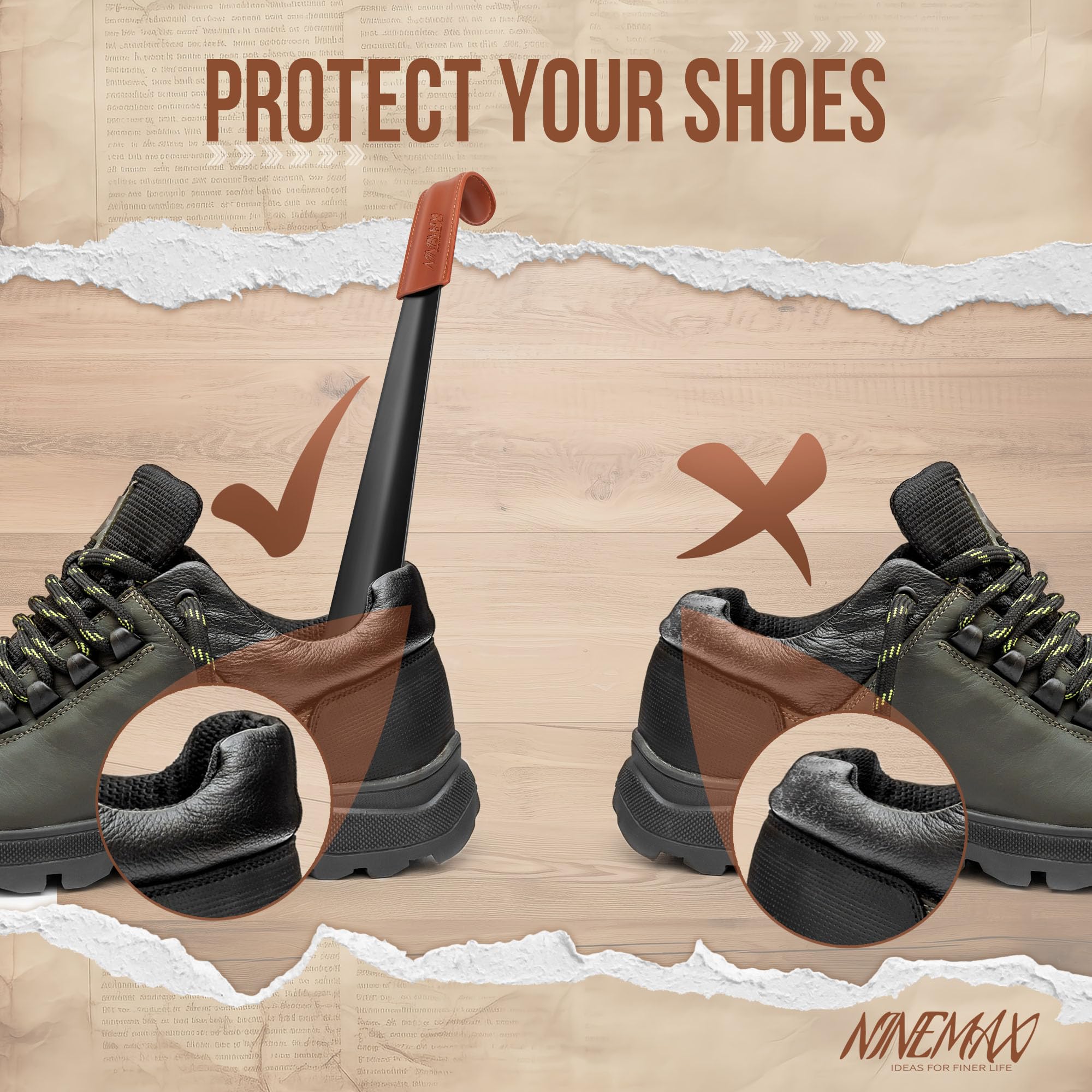 Calzascarpe In Metallo Con Manico Pelle - 2 Pezzi Da 17 E 42 Cm - Foto 6