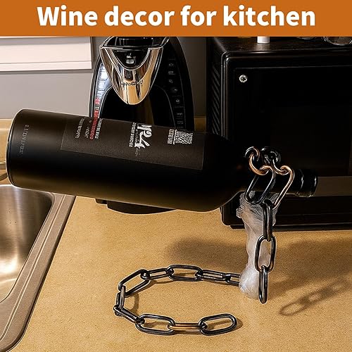 Miniatura 8 de TBWHL Soporte mágico para botellas de vino, cadena de eslabones de acero flotante, soporte para botellas de vino, sostiene botellas en el aire,