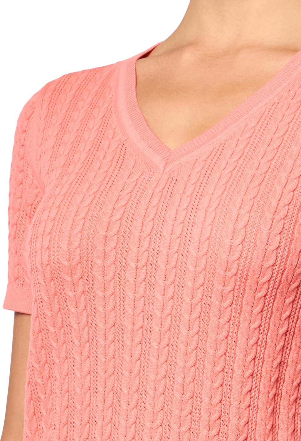 Nautica Women's Solid V-Neck Short Sleeve T-Shirt - Image 3