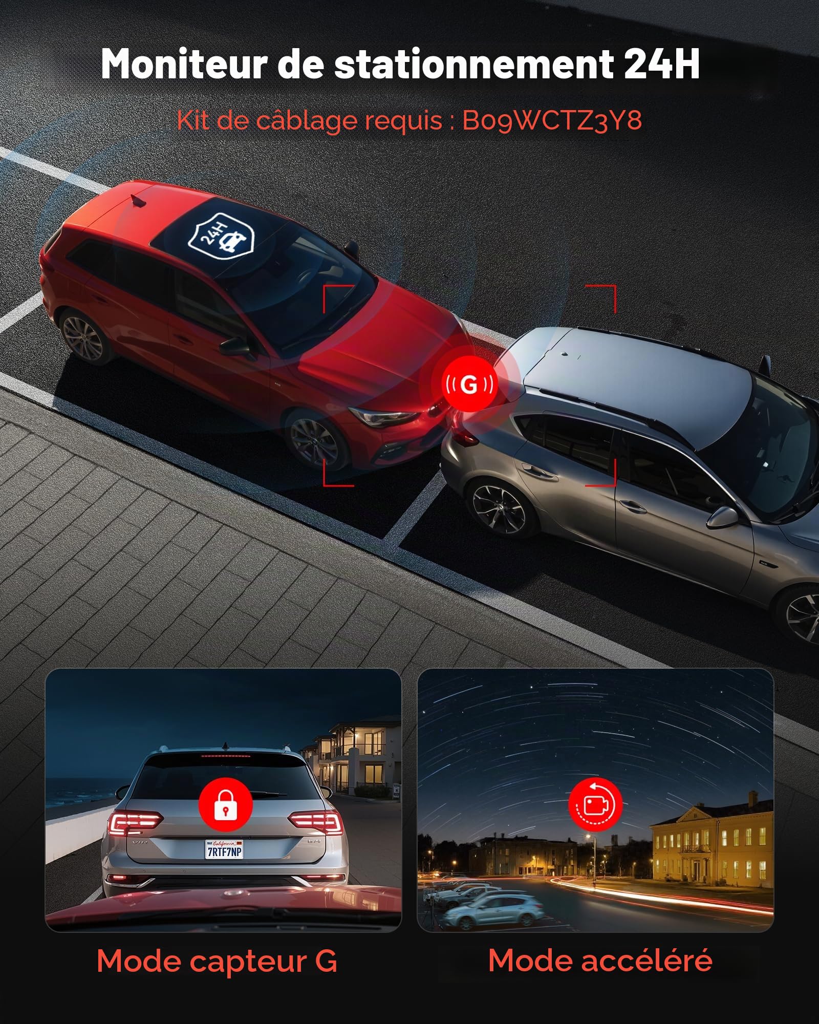 REDTIGER 4K Dashcam Voiture et USB-C to USB-C Power Cord,STARVIS 2,Écran IPS 3,18 Pouces,Carte 128 Go Incluse, WiFi 5,8 GHz,GPS,Vision Nocturne,Grand Angle 170° WDR,Moniteur de Stationnement