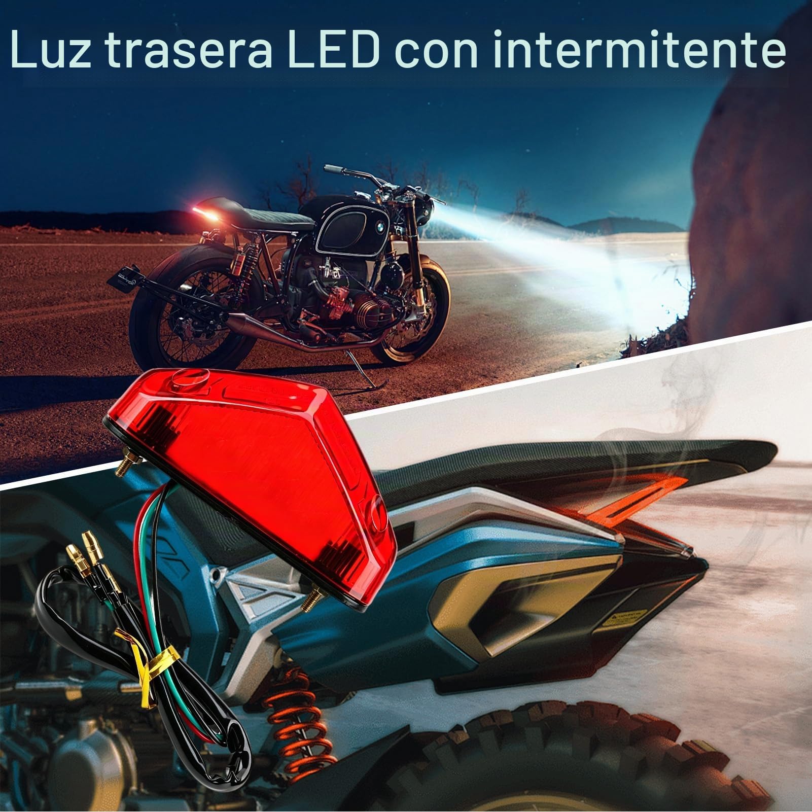 Luz Trasera de Freno de Motocicleta, Faro de Freno Universal 12V, Señal de Advertencia Impermeable de Alta Luminosidad con Carcasa ABS Robusta, para Motocicleta Scooter Quad ATV Dirt Bike