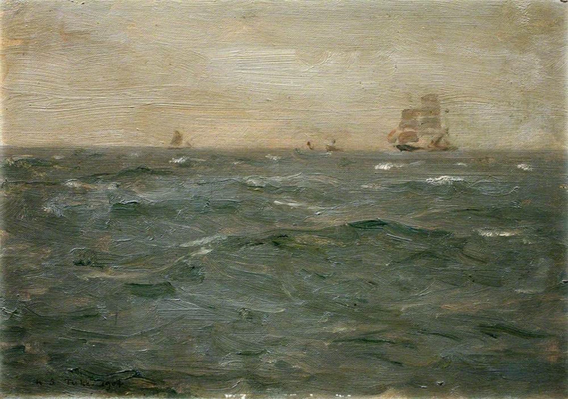 SERENDIPITP Vintage Picture Print on Canvas Wall Art Poster Seascape with Sailing Craft Henry Tuke Artwork Print Poster for Wall Decor 60x90cm