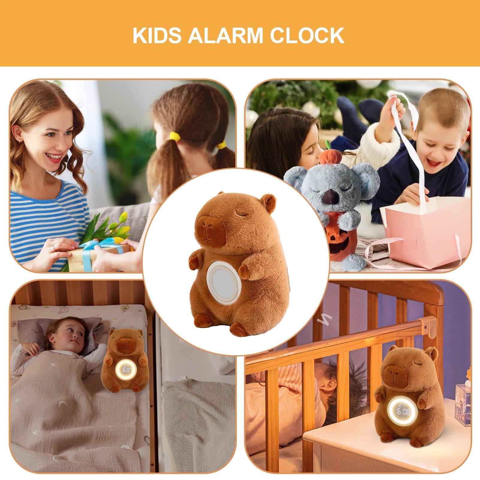 Wecker aus Plüsch, Wecker aus Plüsch, Tischlampe Capybara | Niedlicher Wecker für Kleinkinder, Digitaluhr für Mädchen und, Licht für Kinderzimmer, kleine Uhr