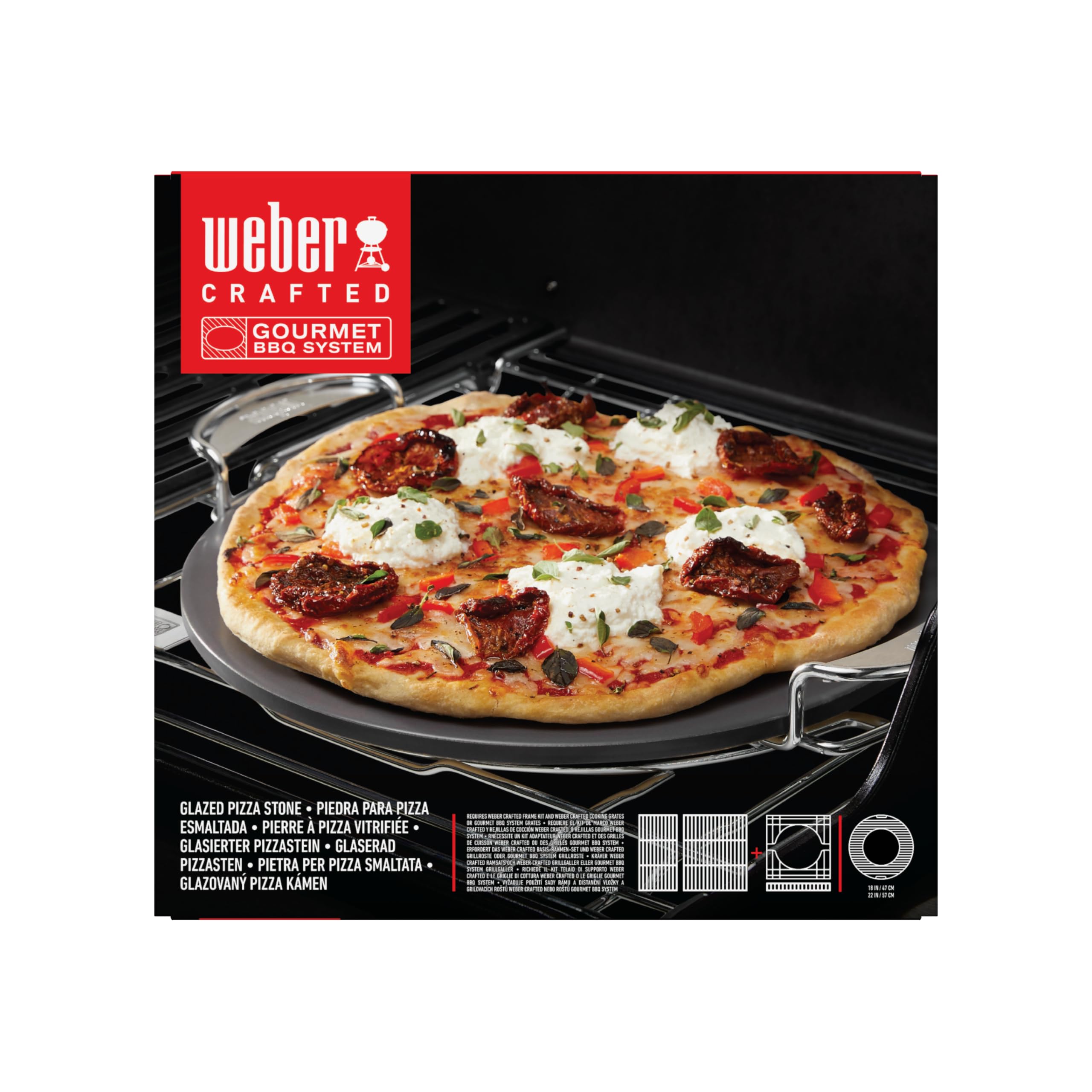 Weber Crafted Piedra para Pizza esmaltada/Resistente al Calor, distribución Uniforme, Ideal para Pizzas crujientes y fácil Limpieza, Color Crema (8861)