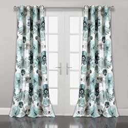 Decoracion Con Paneles Lush Decor Leah - Par de Paneles de Cortinas para Ventana con Filtro de luz, Ojales aislados Florales, 52 Pulgadas de Ancho x 95 Pulgadas de Largo, Color Azul