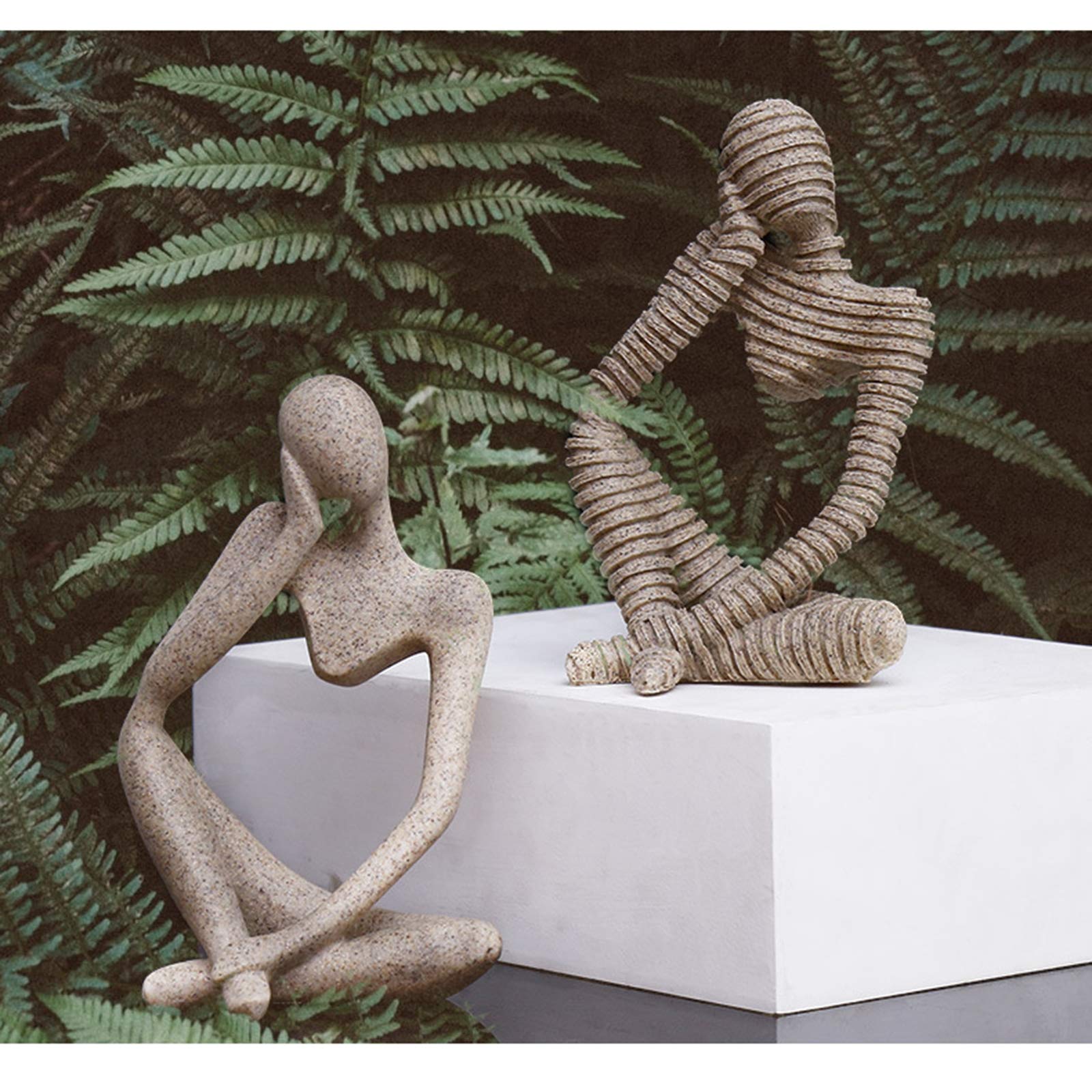 Skulptur Schweigen Ist Gold, 3 Set Denker Statue Abstrakte Skulptur Ornamente Harz Figur Dekoration Kunst Abbildung Für Home Office Desktop-Dekoration,3 Sets of coils