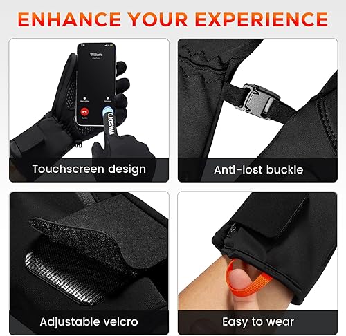 Miniatura 5 de WASOTO Guantes térmicos para hombres y mujeres, 7.4 V 22.2 WH eléctricos recargables, resistentes al viento, impermeables, para pantalla táctil,