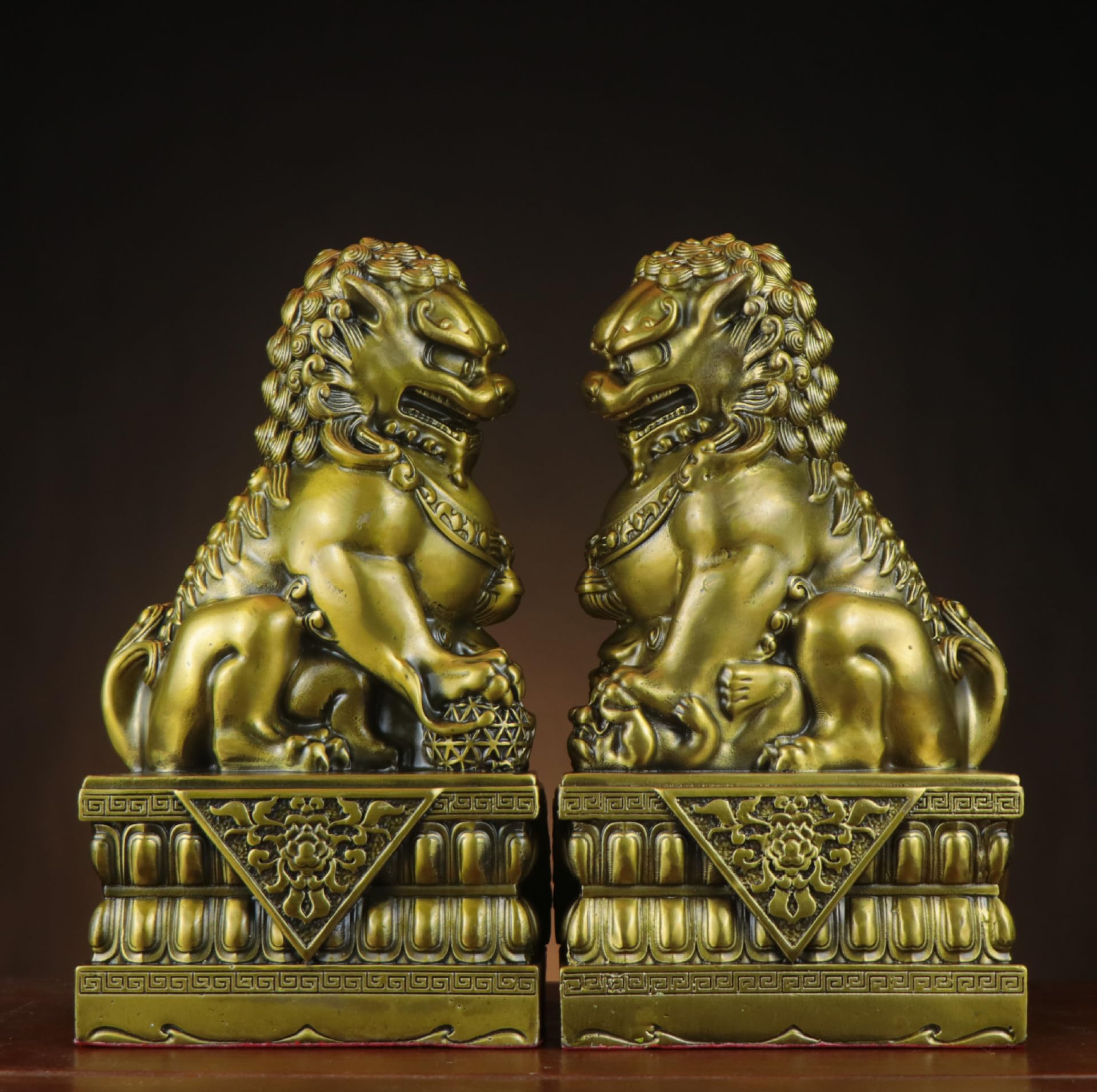 Amazon.com: Usoway 黄铜狮子摆件一对宫门狮北京狮故宫狮大号门口家居