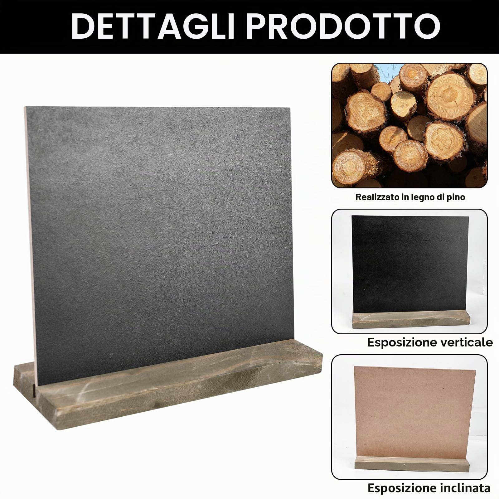 10 lavagne in ardesia da scrivere, 15 x 12 cm, piccola lavagna double face, con supporto in legno e penna cancellabile, mini lavagne per feste, eventi, matrimoni, compleanni