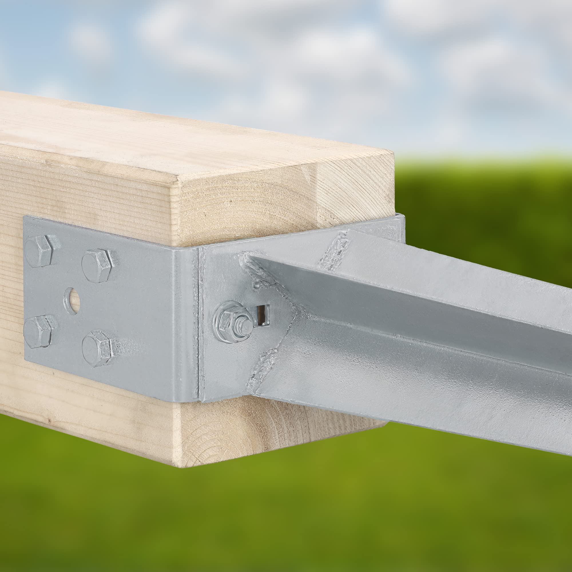 KOTARBAU® 2 pz. Supporto per Pali in Legno - 0-120 mm - Acciaio Zincato - 70 cm - Porta Palo Legno - Argento - Ancoraggio Regolabile Per Pali - Staffa a U - Fissaggio Staffa a Terra