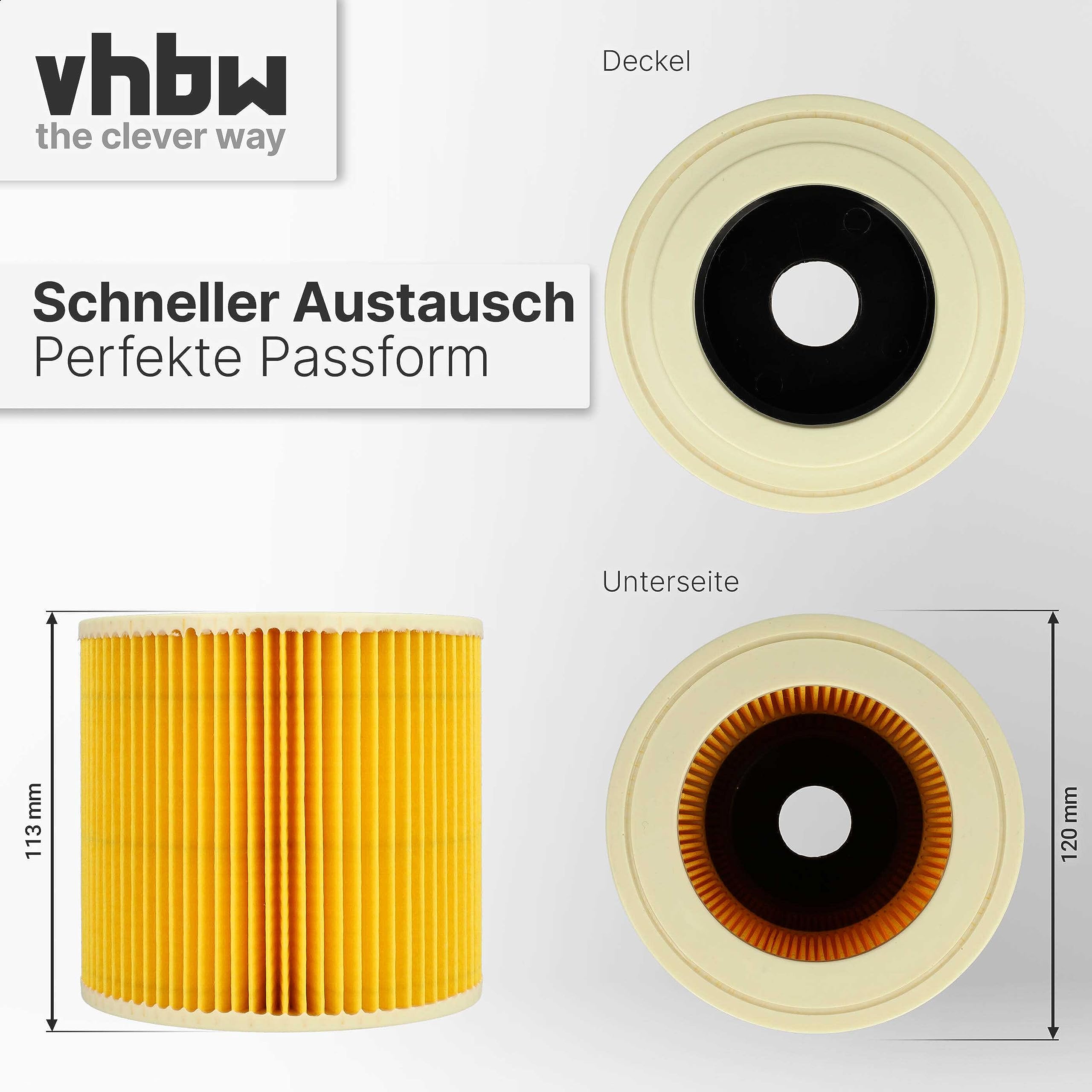 vhbw 10x Faltenfilter kompatibel mit Kärcher NT 27/1 ME Professional | NT 48/1 TE Professional Staubsauger - Patronenfilter Gelb