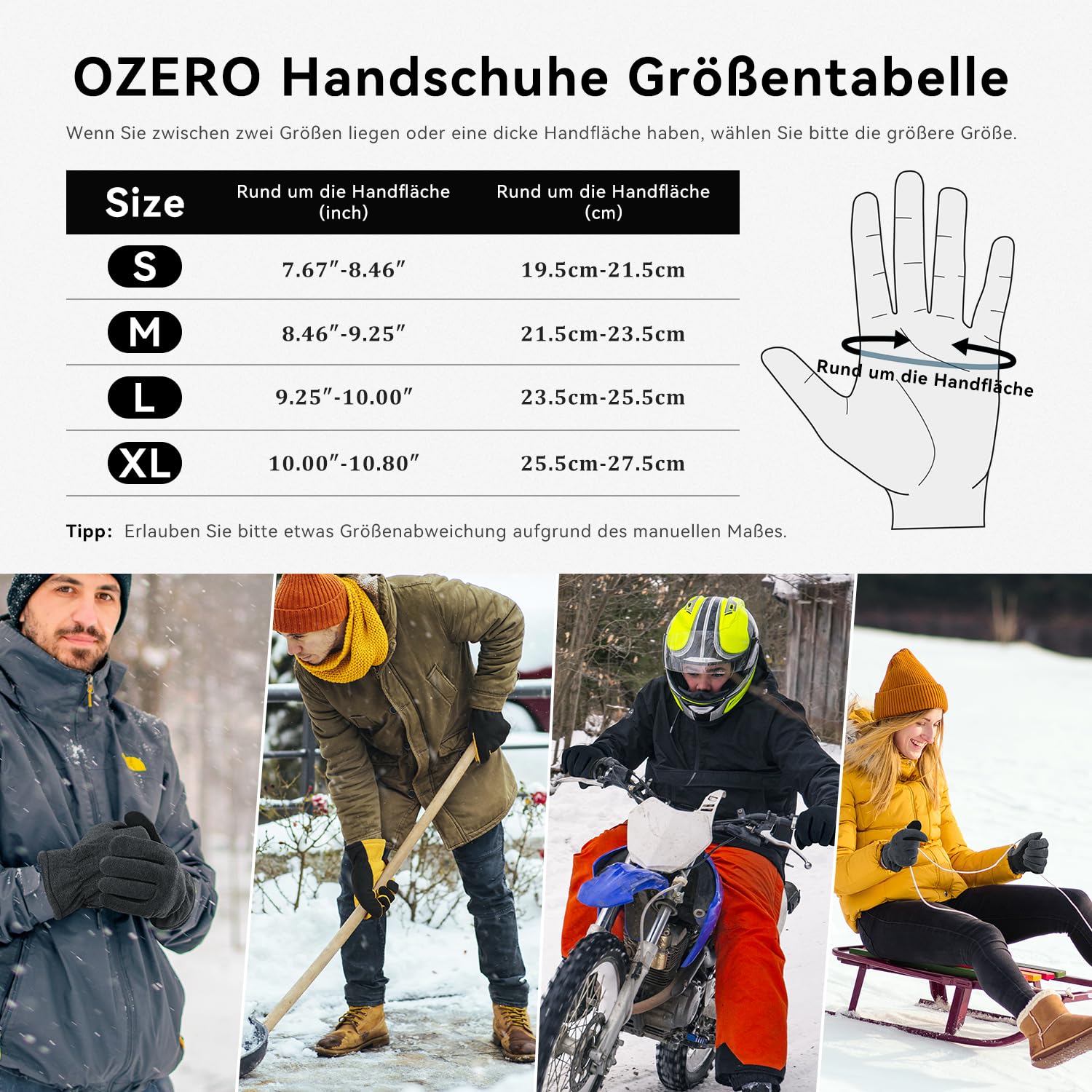 OZERO Guantes de esquí para hombre y mujer, guantes térmicos de invierno, impermeables y resistentes al viento, perfectos para esquí, snowboard, motocicleta, bicicleta y actividades al aire libre