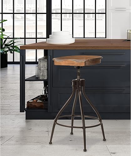 Miniatura 2 de Hillsdale Worland - Taburete giratorio ajustable sin espalda color marrón