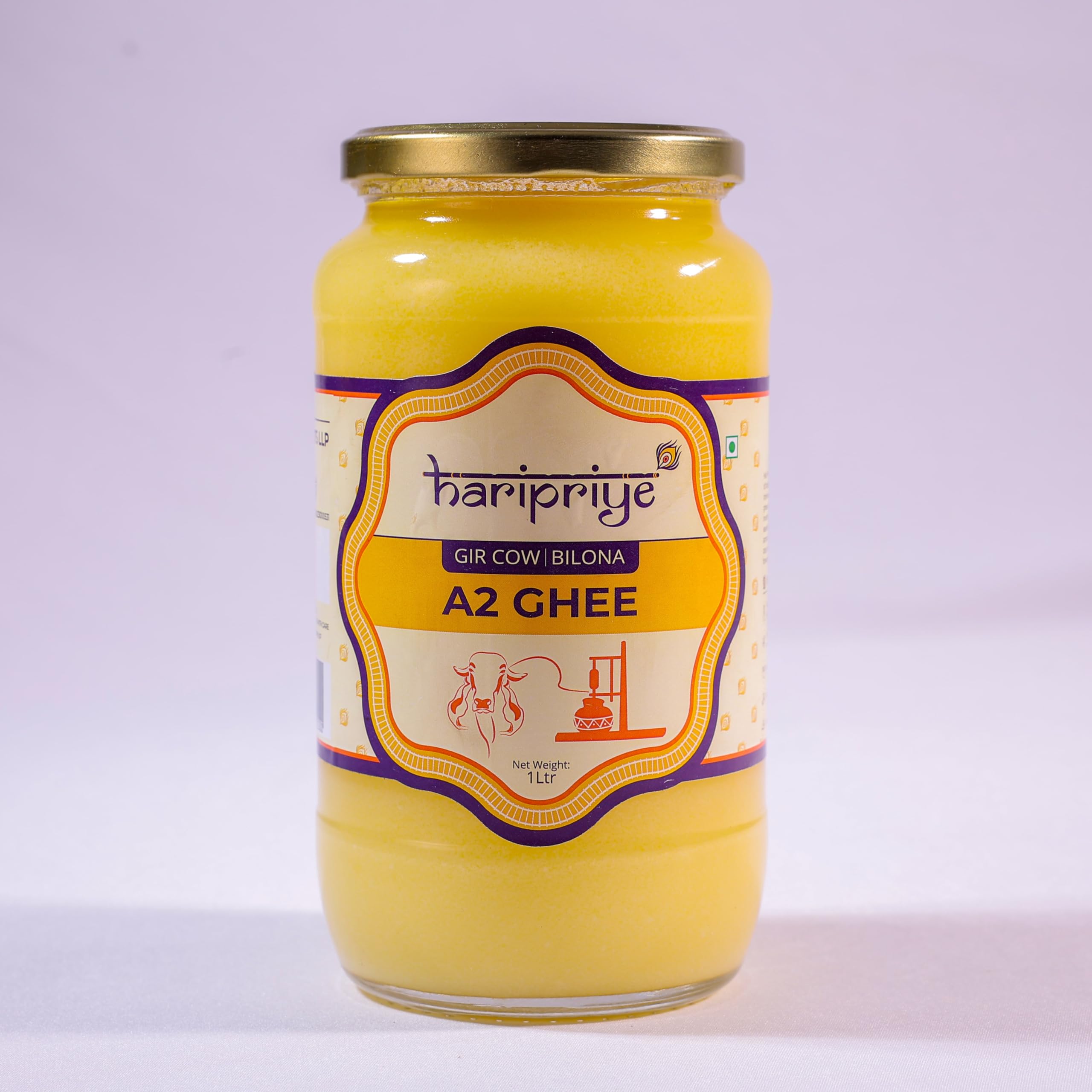 Hari Priye A2 Cow Ghee | Pure Desi Ghee from Grass-Fed Gir Cows | Traditional Bilona Method | Organic & Natural Ghee for Cooking and Daily Nutrition | 1 Litre