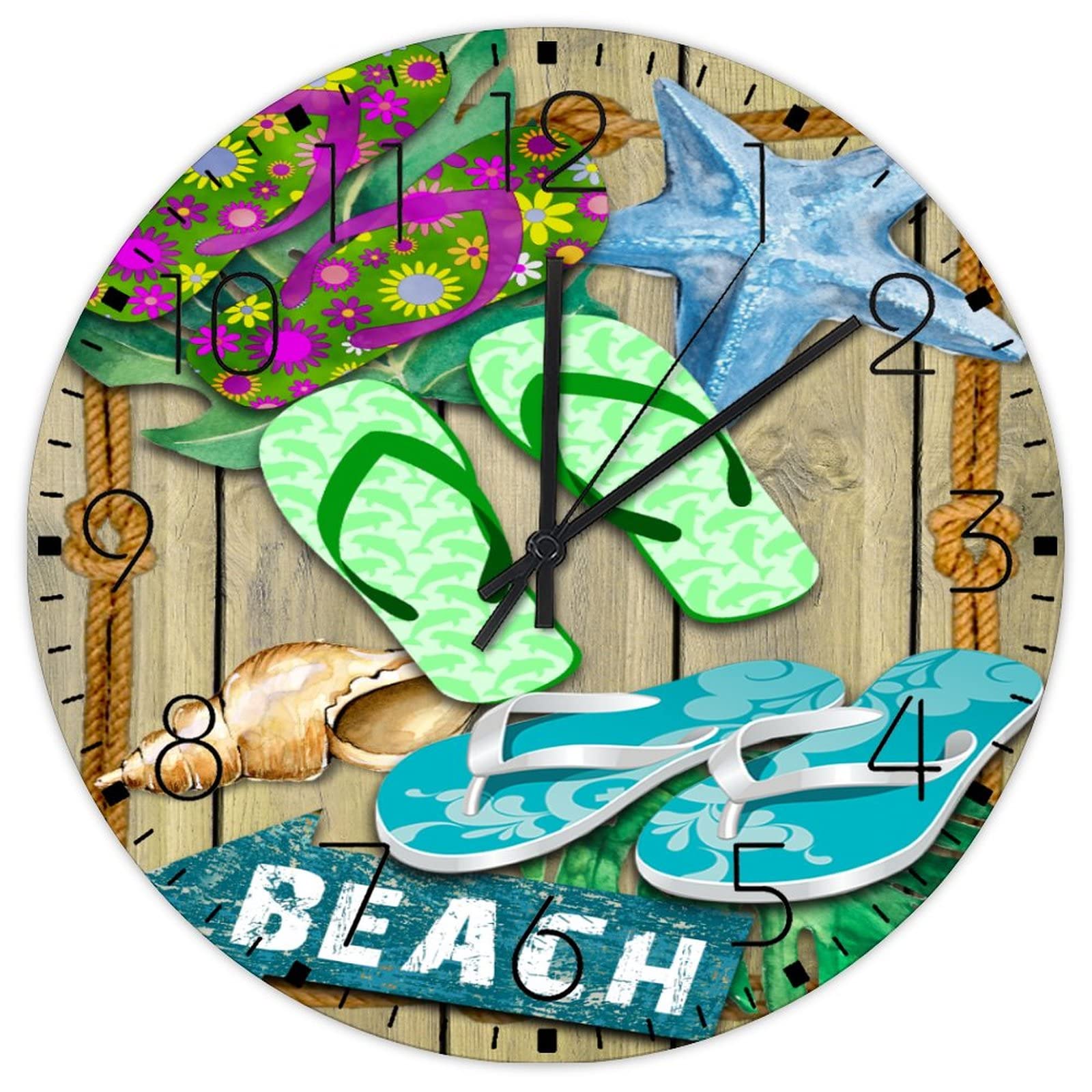 Horloge murale bois sans tic tac océan 30 cm pour décoration bureau
