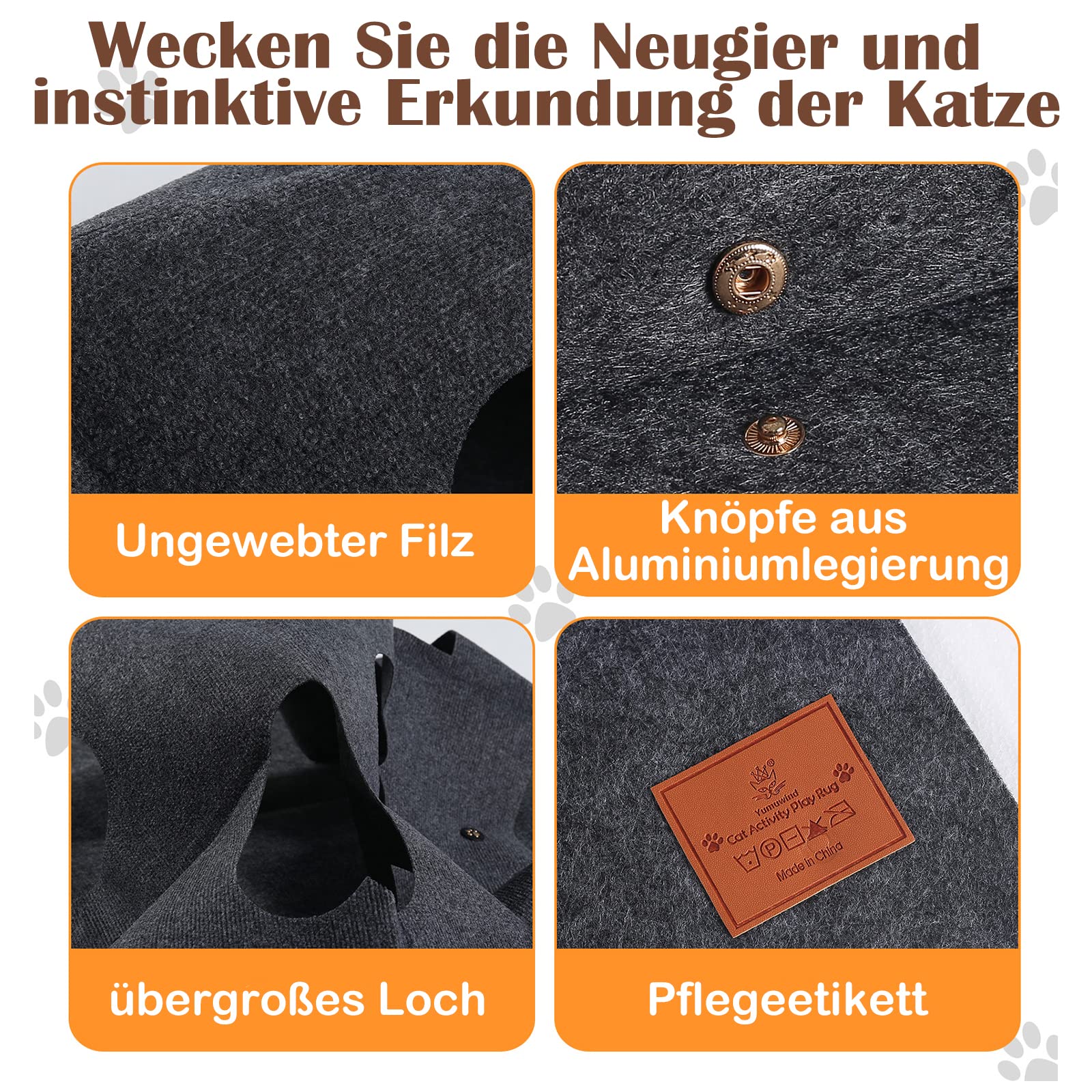 Katzenteppich, Interaktives Beschäftigung Katzen Spielmatte, Katzenbeschäftigung Spielteppich für intelligenzspielzeug mit Deiner Katze 100x100CM 1PCS (Grau)
