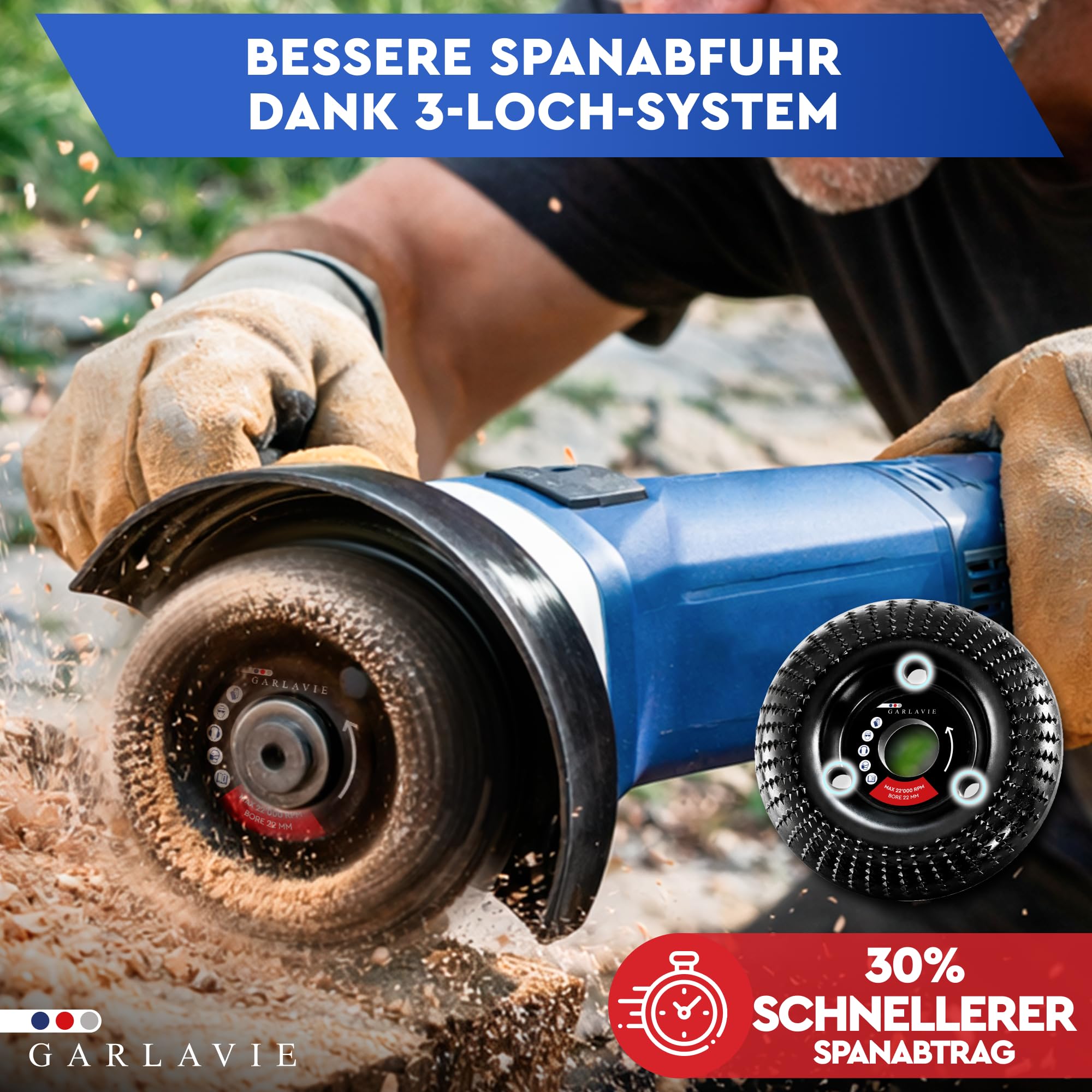 holzschleifscheibe für winkelschleifer 125 – 4 Stück Winkelschleifer holz Set | Raspelscheibe, Frässcheibe, Flexscheibe, Wurzelfräse