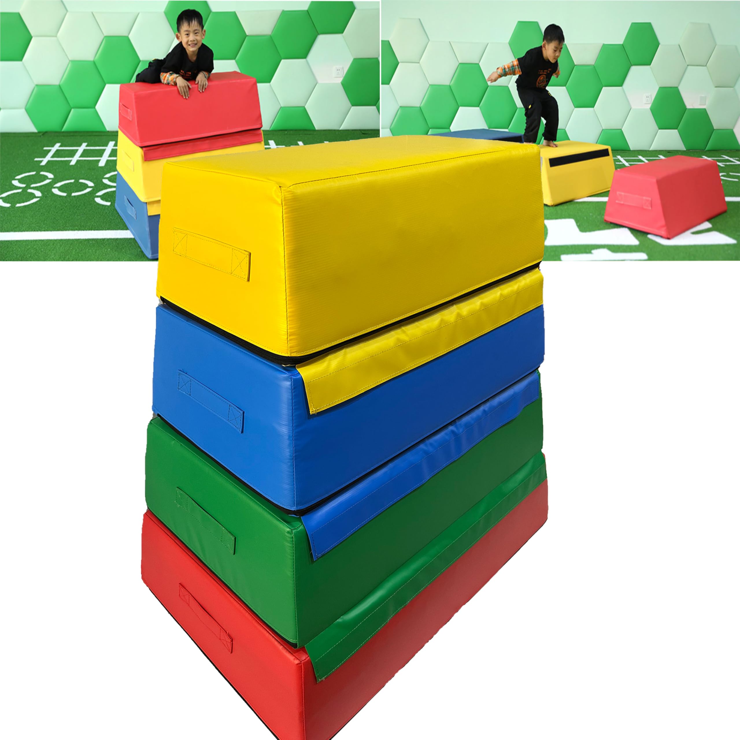 Plyometrische Box aus Schaumstoff - Zerlegbare Rutschhemmende Plyo-Boxen für Fitnessstudio & Heimtraining, Modulares Sprungbox-System für Yoga, Turnen, Taekwondo | Easy-Clea(Size:90*60*90*30cm)