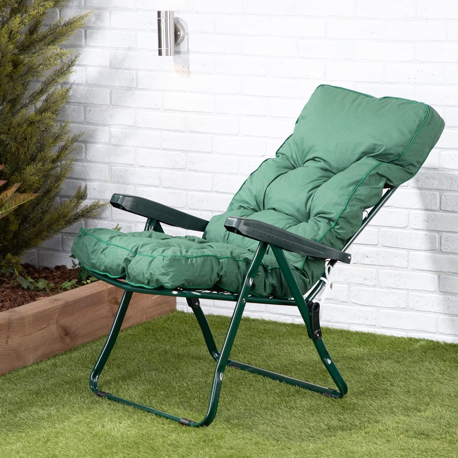 Buy Alfresia Garden Recliner Chair In Green with Classic Cushion