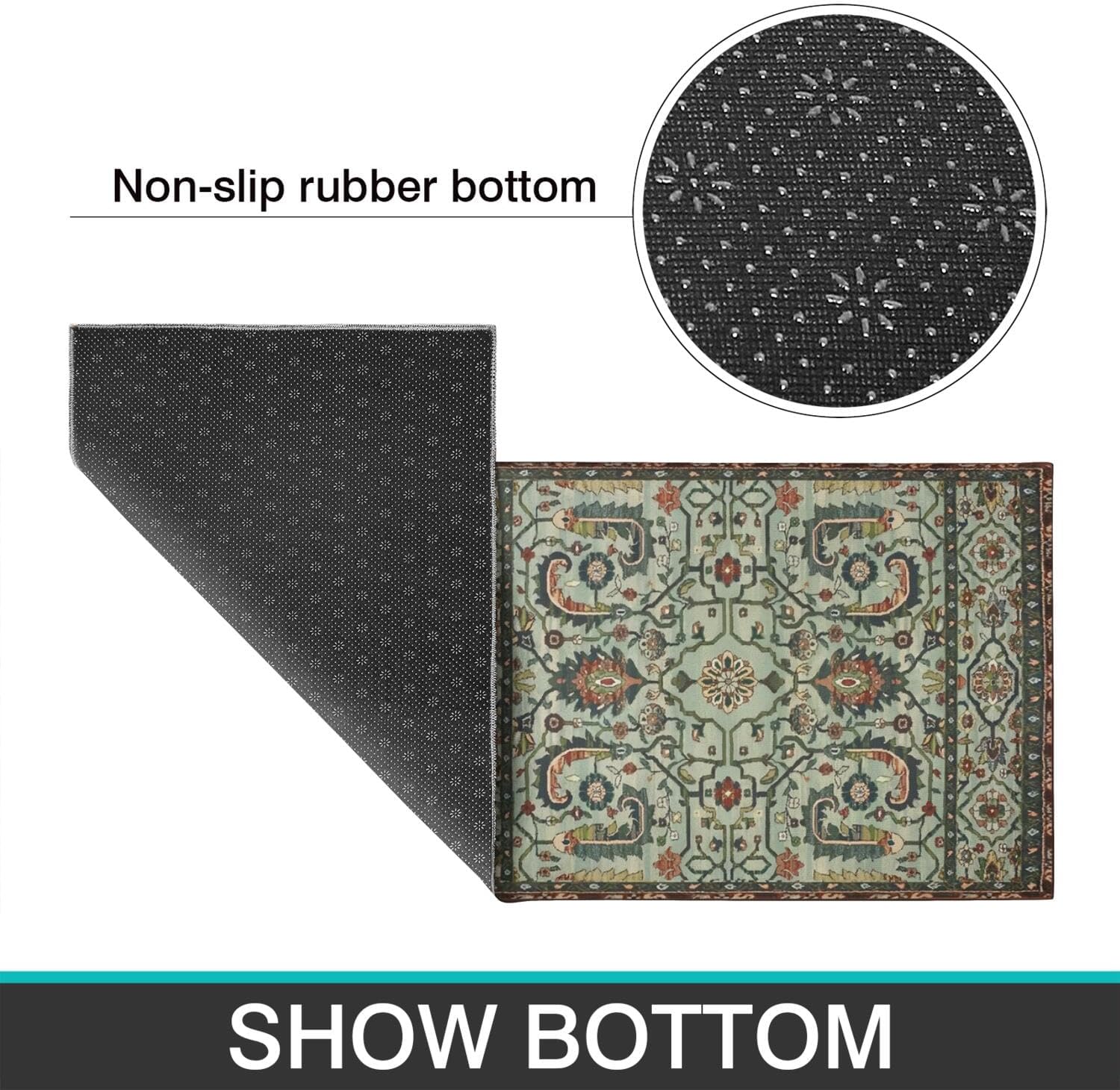 Boho Kitchen Rugs Sets of 2, Vintage Washable Kitchen Runner Mats for Floor, Non Slip Comfort Standing Holiday Decor Mat for Sink, Laundry, Office 17"x 47"+17"x 30"