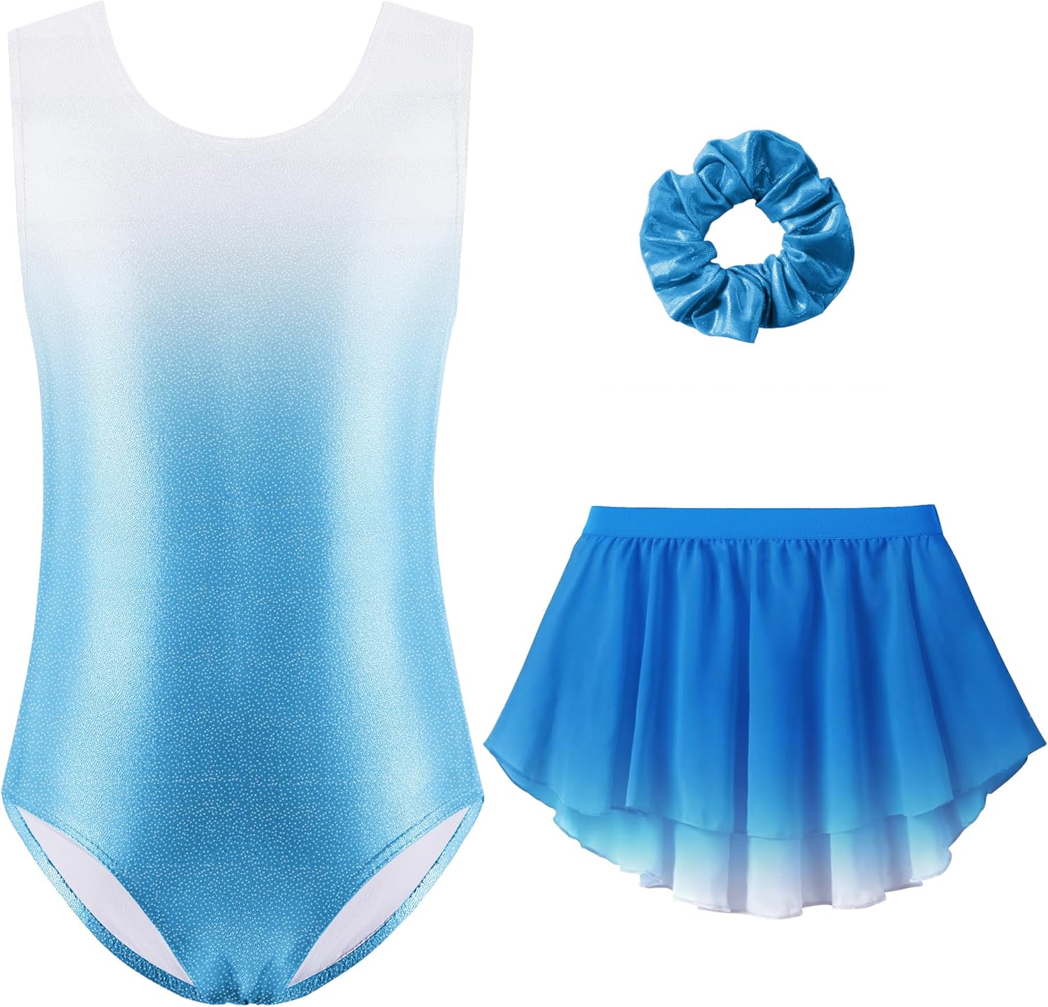 Zaclotre Gymnastics Leotards for Girls Sparkly Sleeveless Ballet Dance Dress Outfit Combo with Removable Skirt