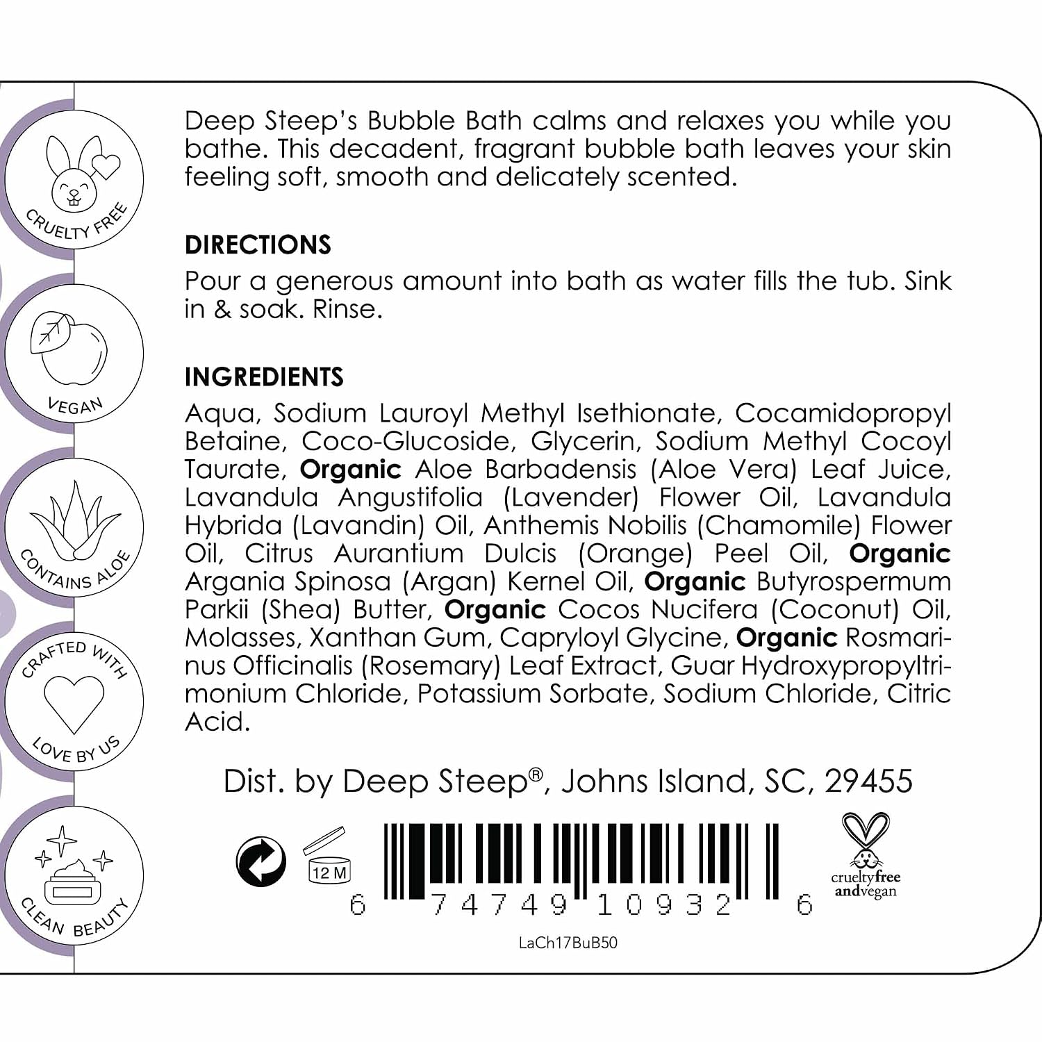Deep Steep Bubble Bath, Lavender Chamomile, 17 Ounces