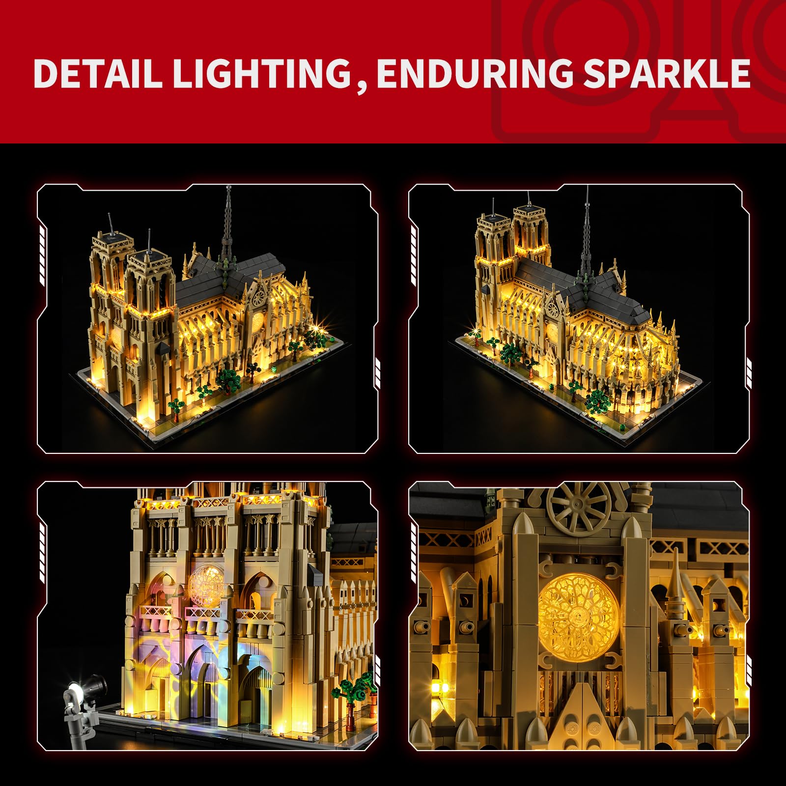 BRIKSMAX Światło do Lego Notre-Dame de Paris 21061 (z projektorem) 21061 - kompatybilne z modelem klocków Architecture - bez zestawu Lego