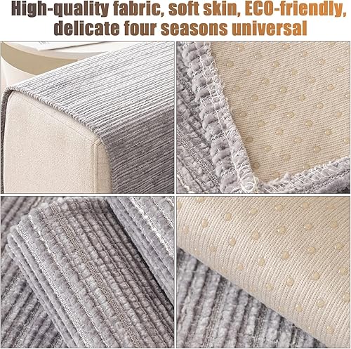 Miniatura 4 de Fundas de felpilla para sofá de 3 cojines, antideslizantes en forma de L para sofá, protector de muebles (gris, funda lumbar de 11.8 x 19.7 in)