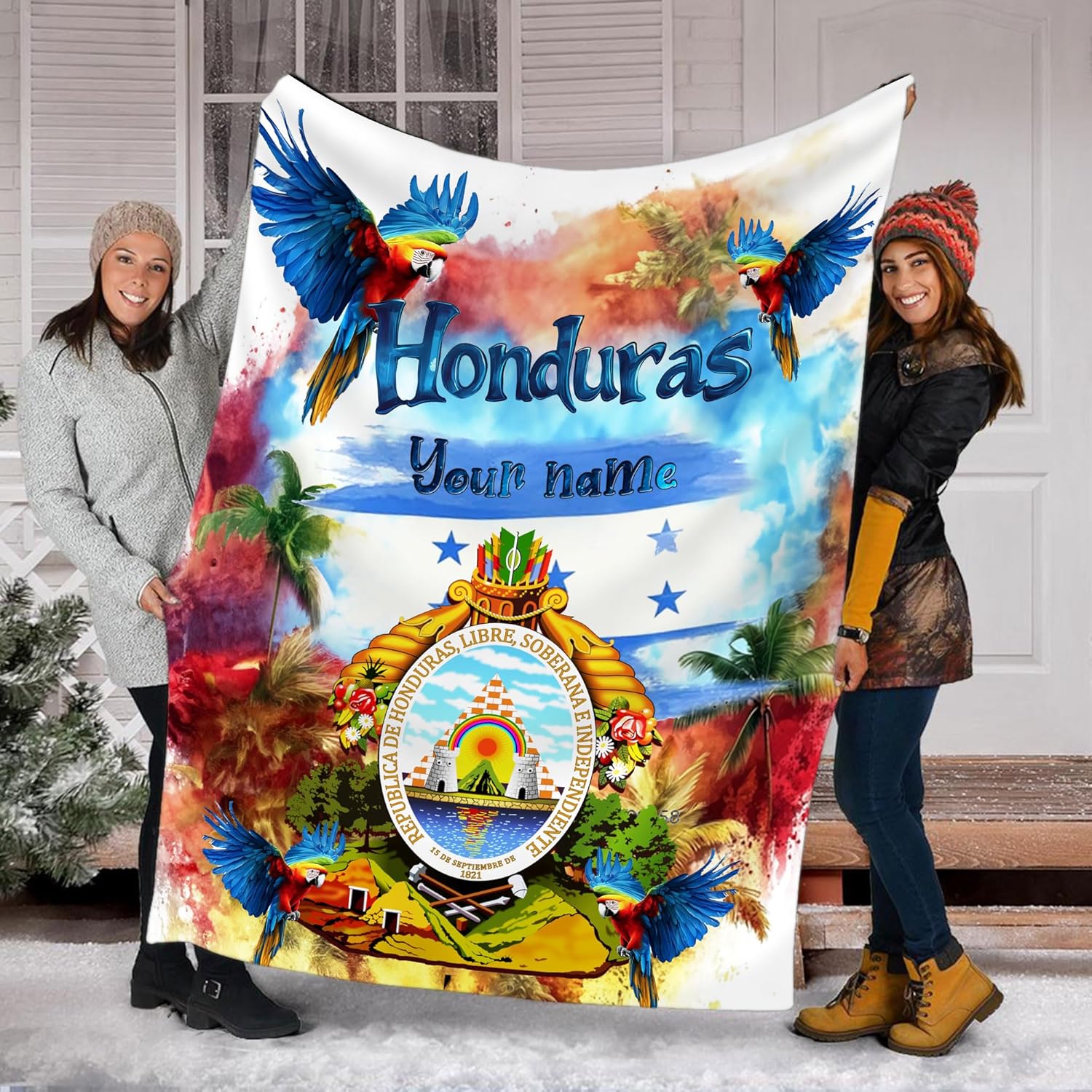 Personalized Honduras Blanket, Customized Name Honduras Gifts, Honduras Blanket Flag Blanket Funny Gift Fuzzy Plush Soft Micro Fleece Sherpa Blanket Bed Throw (Multi 10)