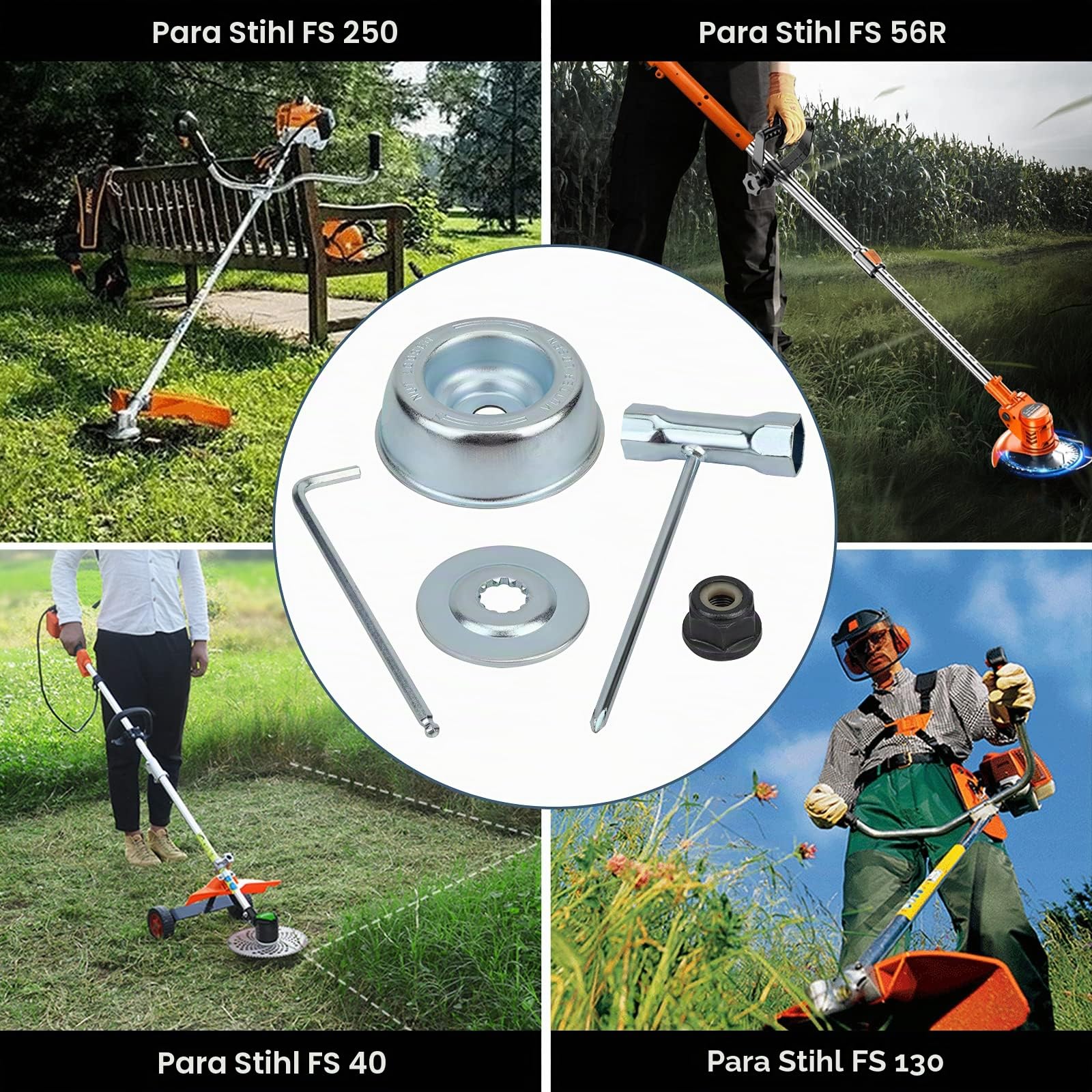 Viabrico - Kit de Tuerca para desbrozadora (Universal, FS55, FS55R, FS56, FS56RC, FS70R, FS80, FS85, FS90, FS90R, FS94, FS100Rx)
