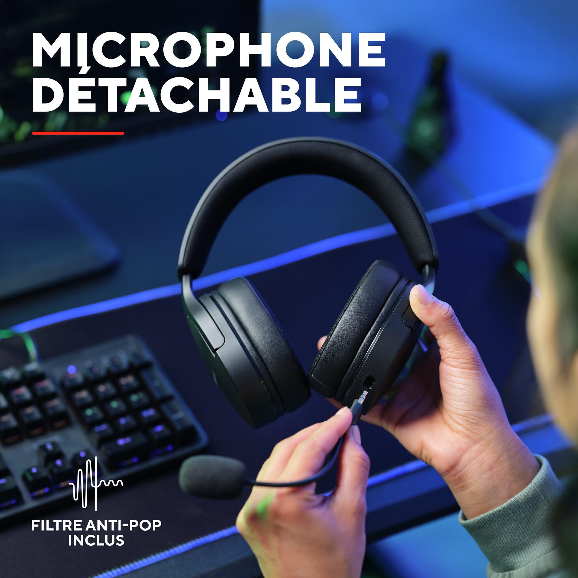 Trust Gaming GXT 490 Fayzo Casque Gaming USB Son Surround 7.1, Pilotes 50mm, Éclairage RGB, 85% Plastiques Recyclés, Casque Gamer Filaire Over-Ear pour PC PS5, Microphone Antibruit - Noir