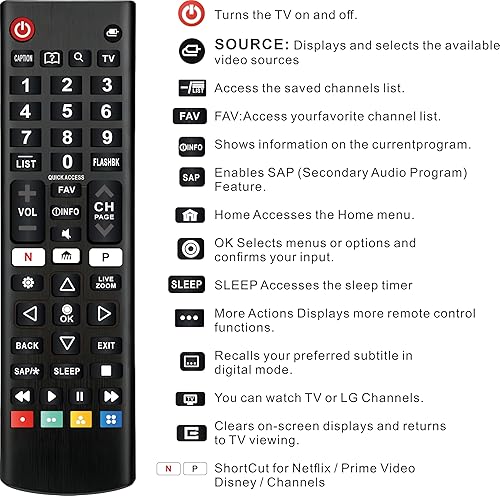 Miniatura 4 de Reemplazo remoto para Smart TV para LG Smart TV Remoto Reemplazo Universal Remoto Reemplazo AKB75675304 AKB75095307 AKB76040302 (AKB75095307)