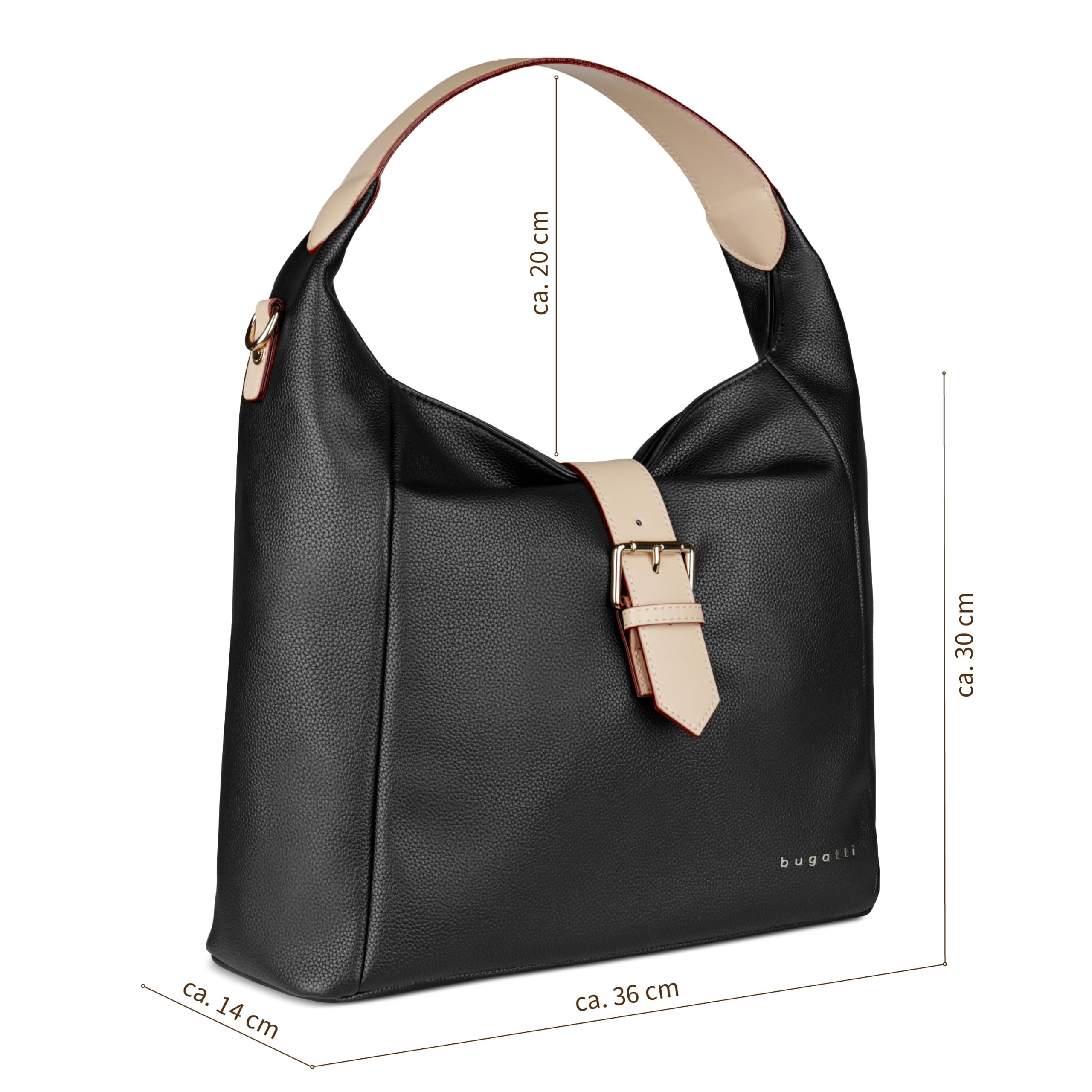 bugatti EllaTorba na ramię ze sztucznej skóry – torebka crossbody z dodatkowym paskiem na ramię – czarna