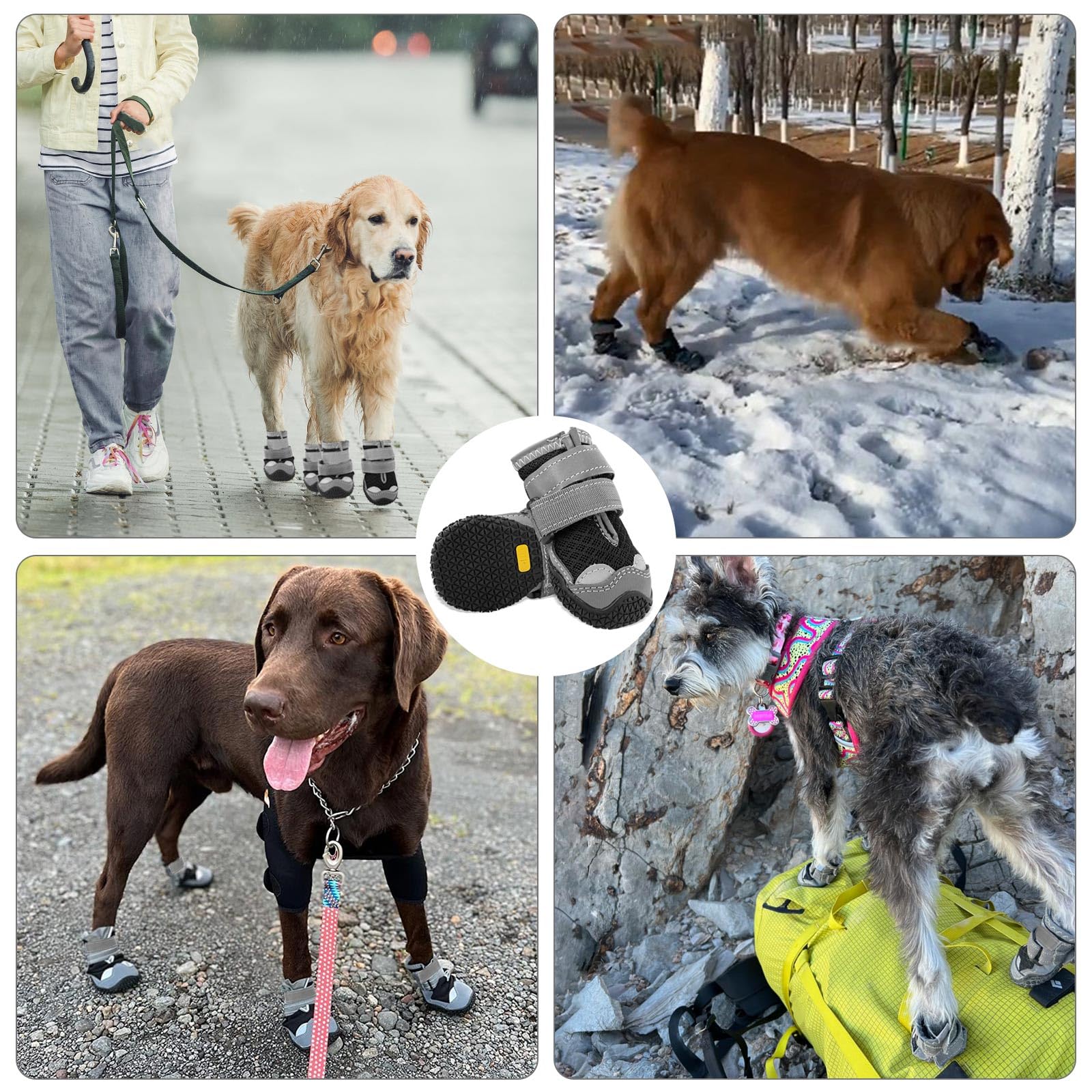 Bottes pour Chien Bottes Pours Chien Respirantes avec Griffes antidérapantes Botte pour Chiens réfléchissantes pour la Neige et la randonnée (8)