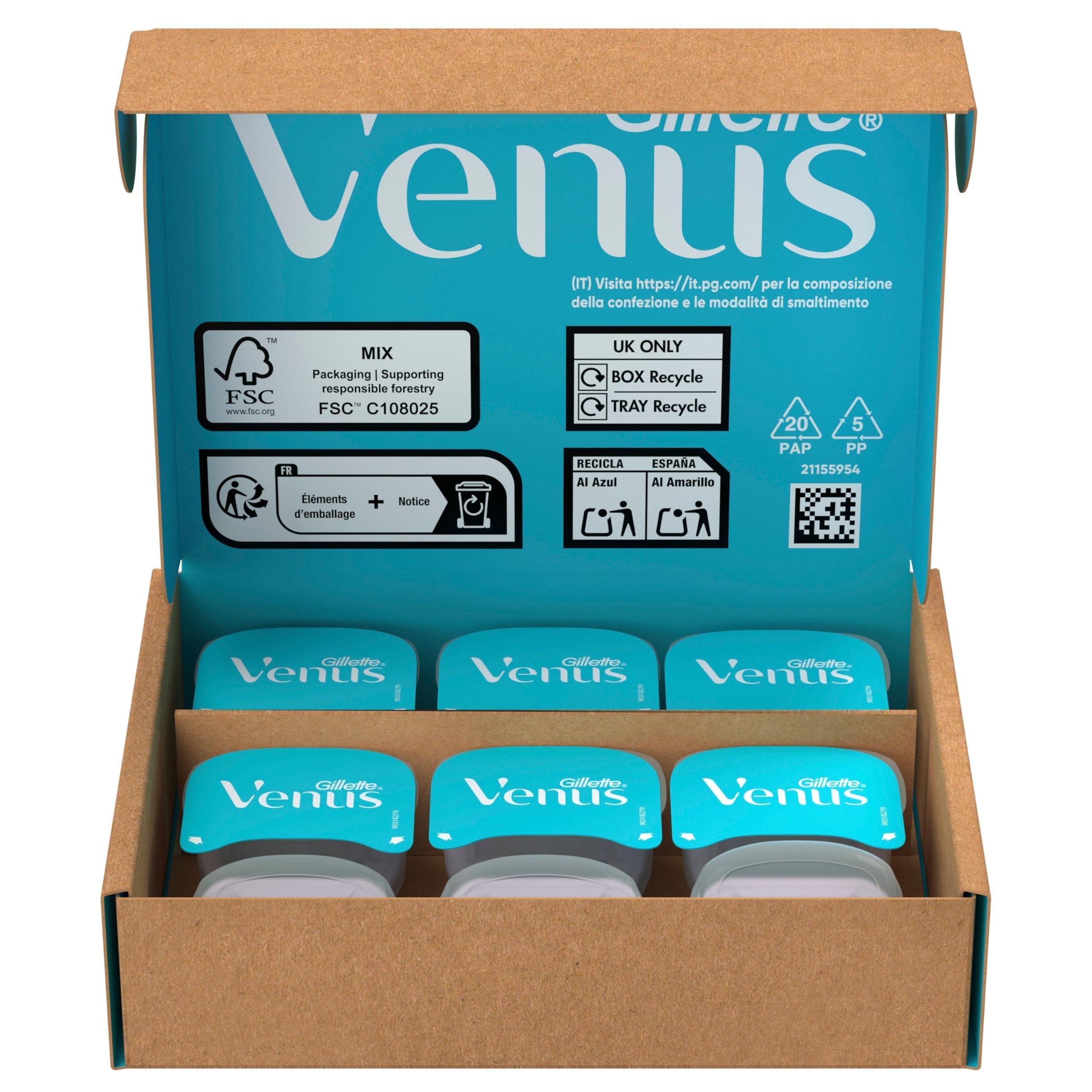 Gillette Venus Smooth Rasierklingen, 16 Original Ersatzklingen, Blau - Damenrasierer, Klingen für Nassrasierer für Eine Glatte Rasur mit 3 Klingen, Die Eine Schnelle Und Gründliche Rasur Ermöglichen