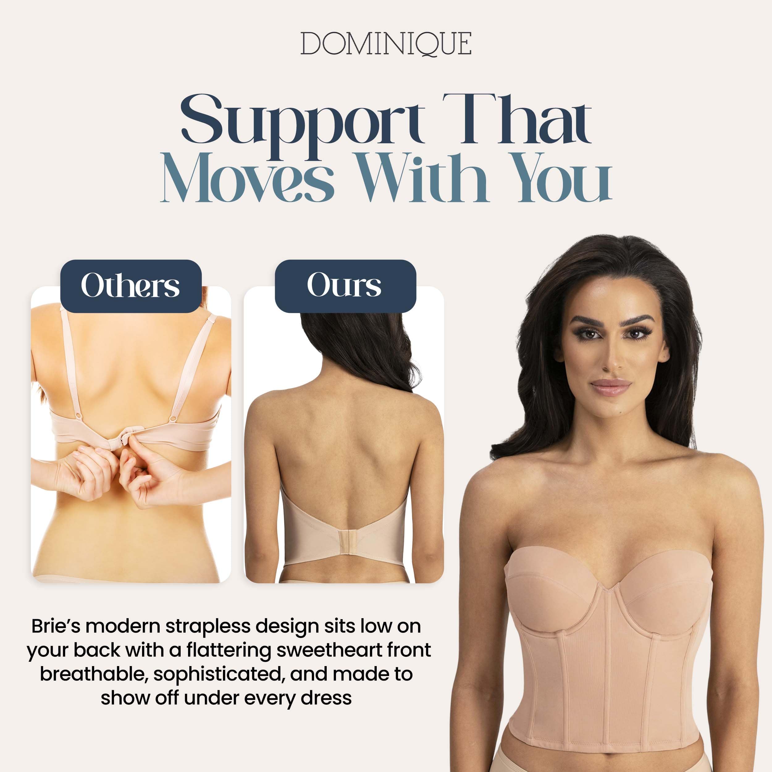 Dominique Brie Backless Strapless Bridal Bra #6380 – Ultra Low Back, Sweetheart - Picture 12 of 15