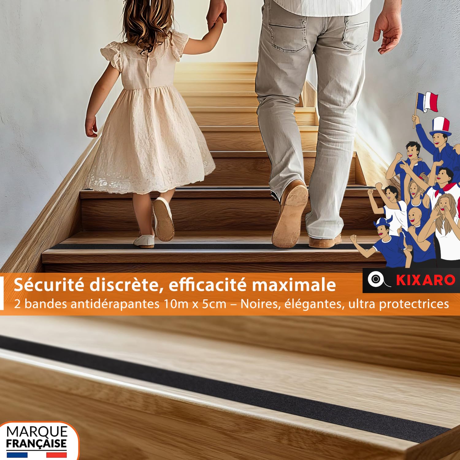 Bande Antidérapante Escalier - 10m x 5cm - Noir - Lot de 2 - Garantie