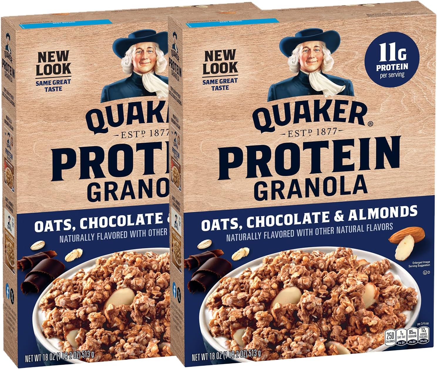 Protein Granola, Oats Chocolate, & Almonds, 18oz Boxes (2 Pack)
