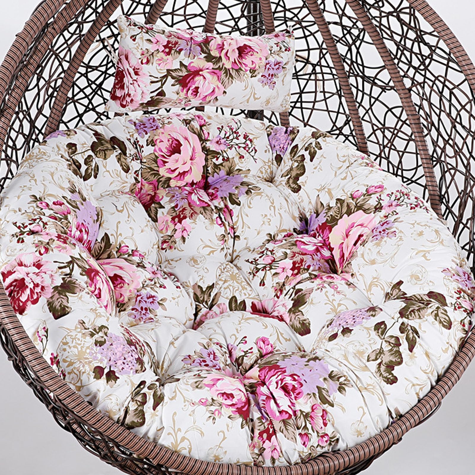 Swing Cushion for Hanging Egg Chair, Wicker Rattan Hammock Chair Pad Replacement Cushion Egg Chair Cushion with Removable Invisible Zipper for Indoor Outdoor Bedroom Patio Garden(Size:Diameter 120cm,C