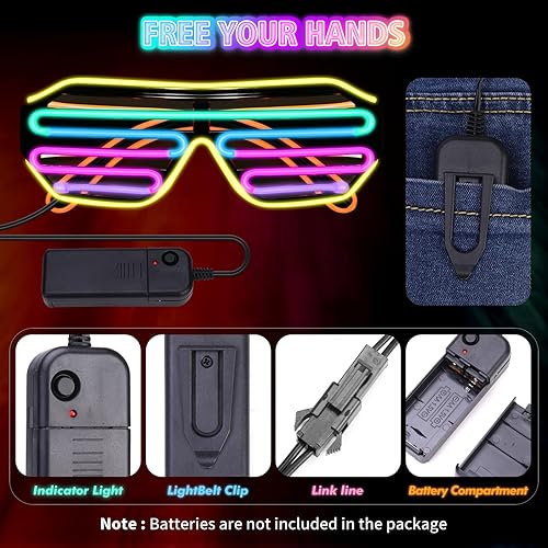 Miniatura 5 de YouRfocus Lentes con luz LED, multicolor, que brillan en la oscuridad, para fiestas rave, EDM, disfraces de Halloween (7 colores)