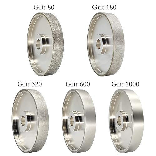 Miniatura 4 de Muela abrasiva CBN de 6 pulgadas de diámetro x 1 pulgada de ancho, agujero de eje de 1 pulgada, afilar herramientas de corte de acero de alta