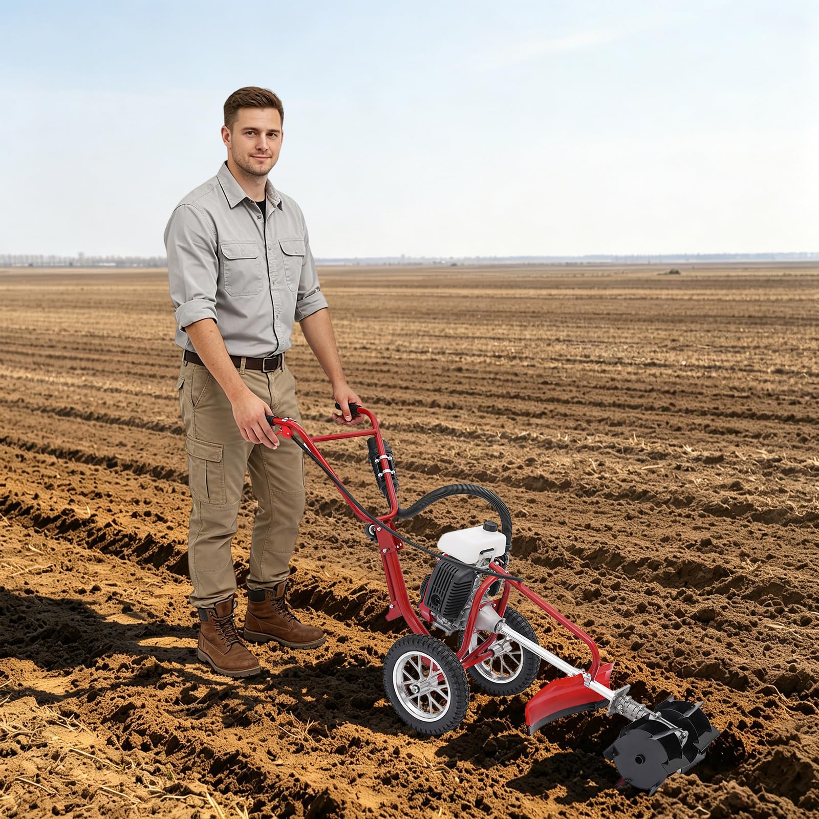 Benzinbetriebener Motorhacke, 4PS 63CC Benzin Gartenfräse