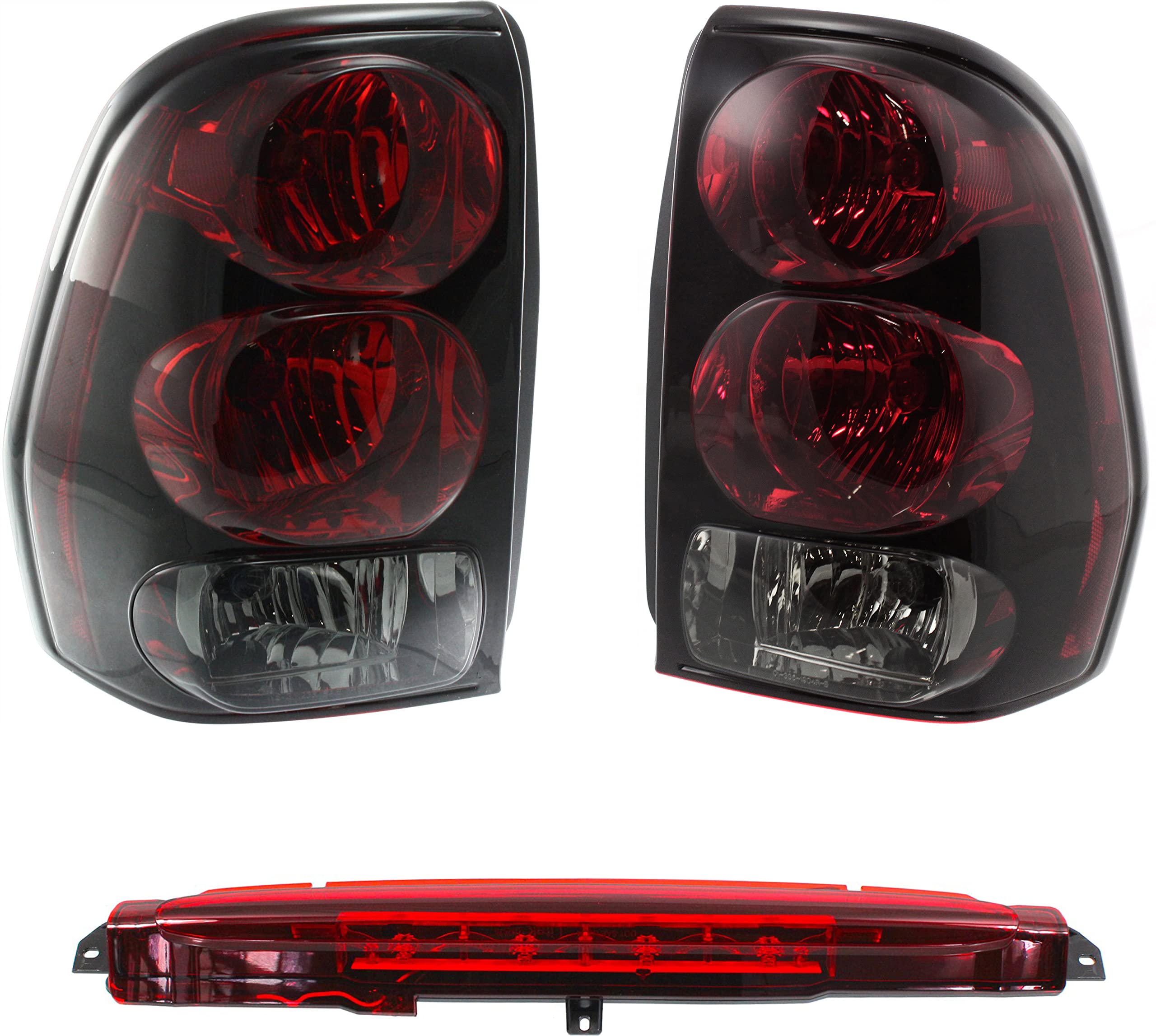 3-Piece Kit Third Brake Light includes Tail Lights for 2002-2003 Chevrolet Trailblazer LTZ 6 Cyl 4.2L