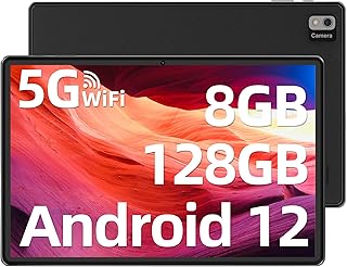 SGIN Tablet Android 12, 8GB RAM 128GB ROM, 10.1 Inch Tablets with Octa Core Processor, TF Card Expand to 512GB, 1920 * 1200 FHD IPS Screen, 6000mAh Battery, 2.4G/5GHz WiFi, BT5.0, Type-C