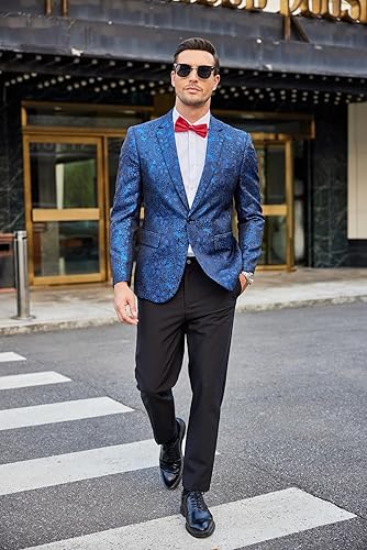 Miniatura 4 de COOFANDY Chaquetas de esmoquin florales para hombre, chaqueta ajustada para boda, cena, baile de graduación