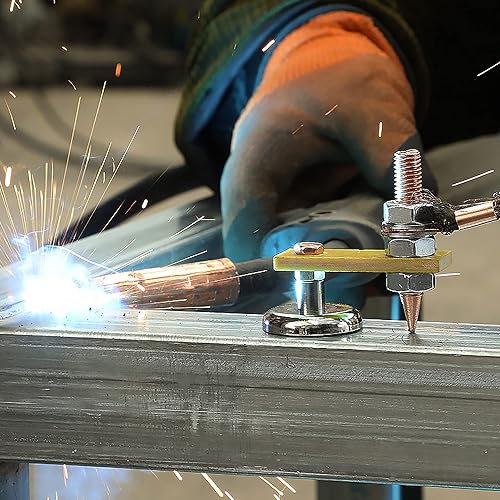 Miniatura 5 de Worldity 2 cabezales de soldadura magnética, abrazadera de soporte de soldadura magnética, abrazadera de tierra magnética con gran succión,