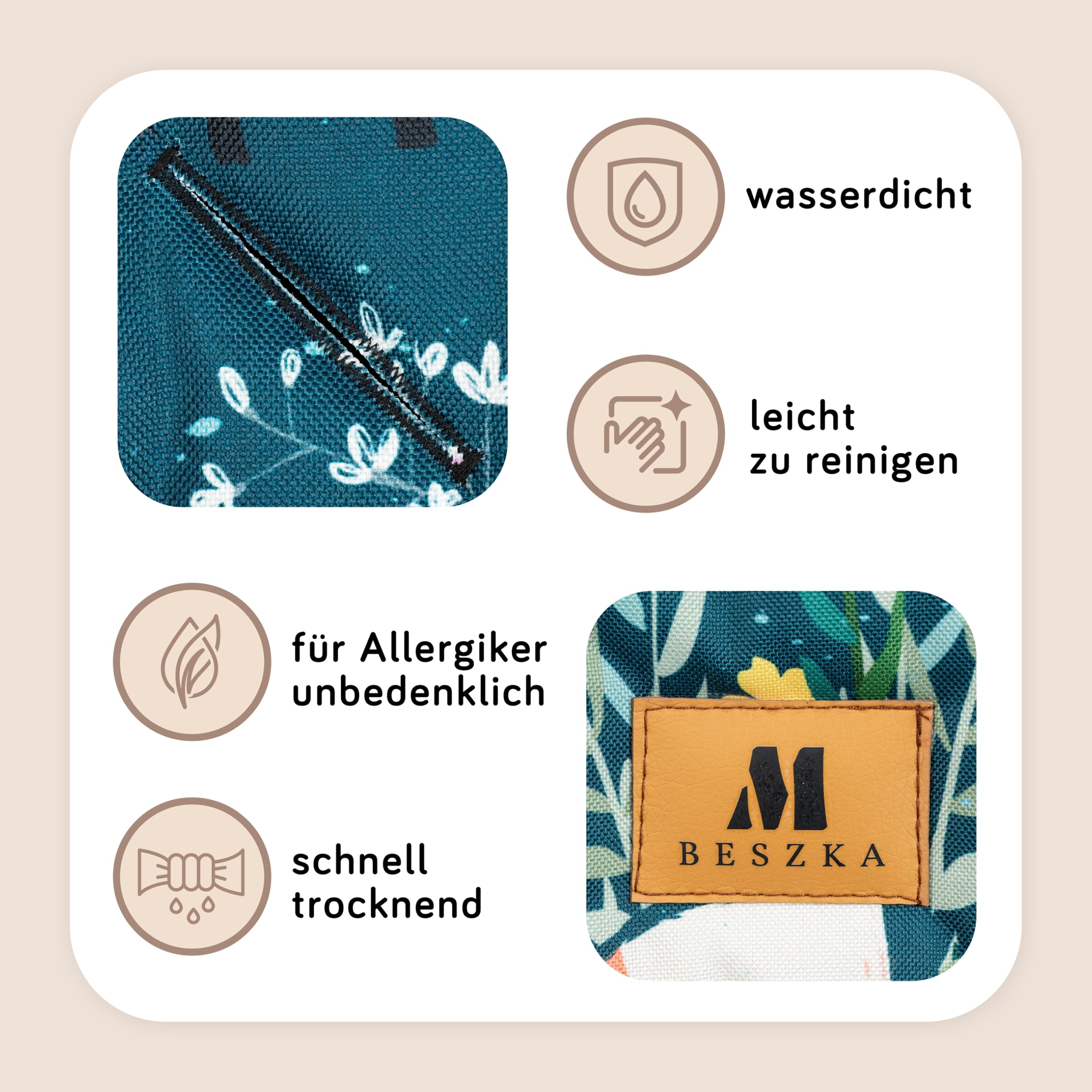 Hochstuhlbezug Ersatzbezug – Universal Sitzkissen kompatibel mit Hauck, IKEA, Stokke, wasserfest Öko-Tex (Waldtiere Wald)